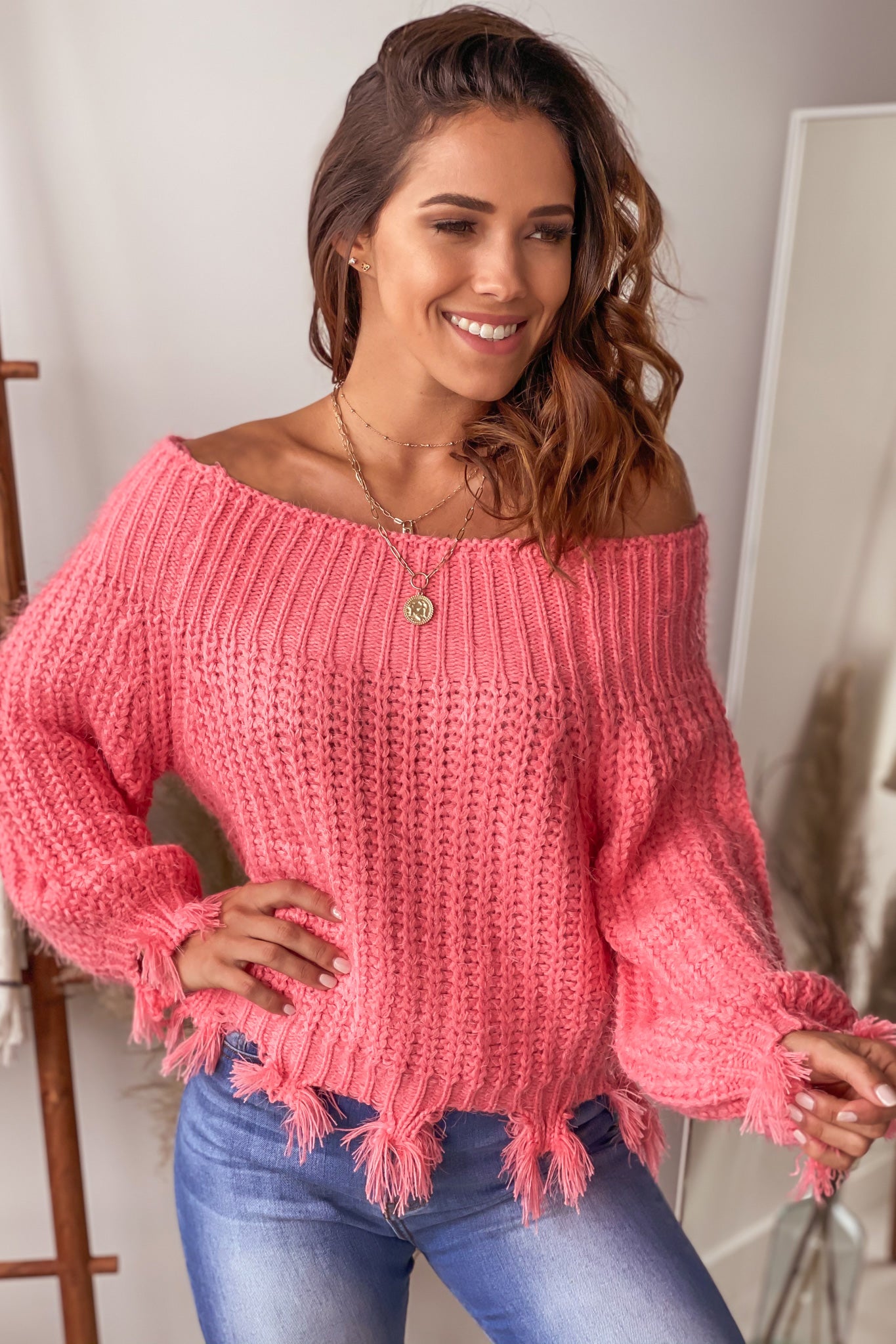 coral casual sweater