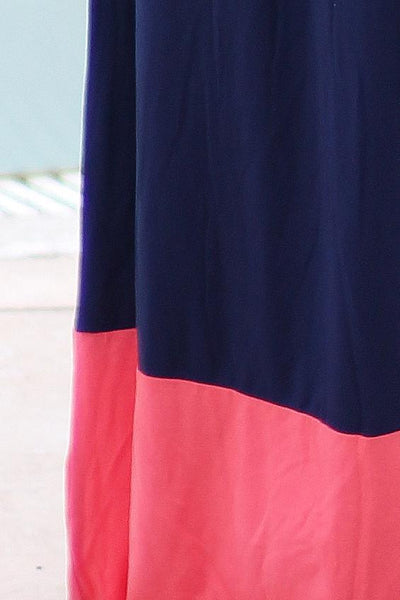 Navy and Coral Maxi Dress