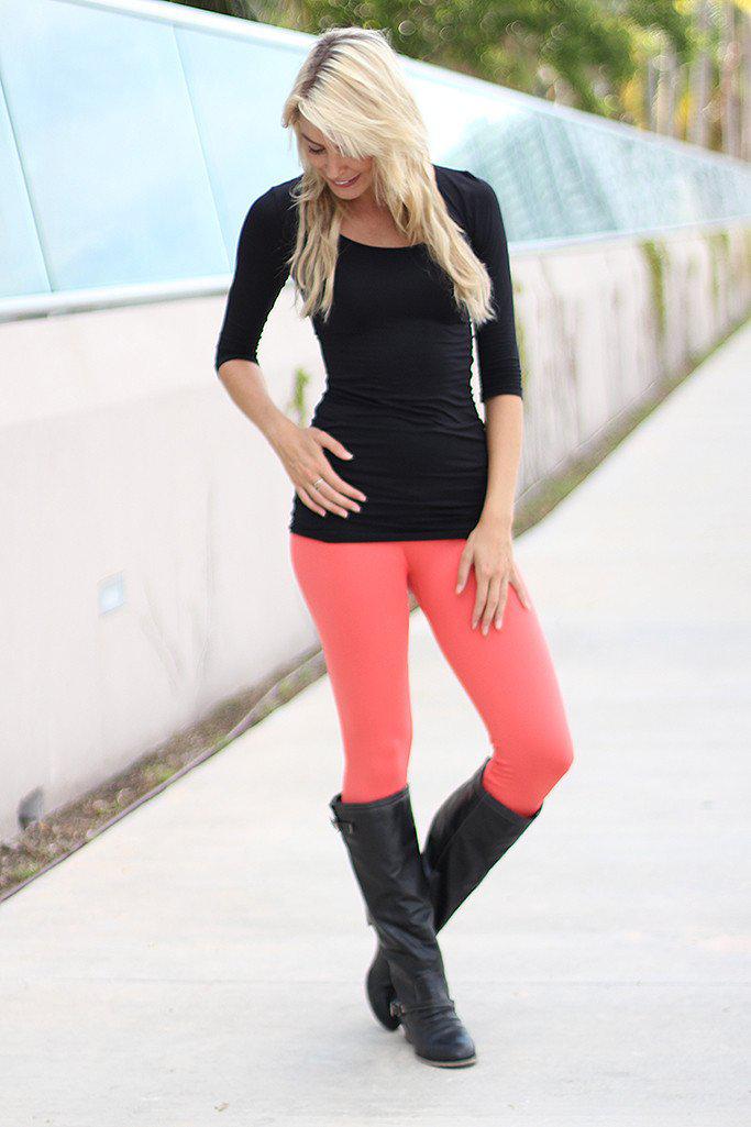 Coral Leggings Saved by the Dress