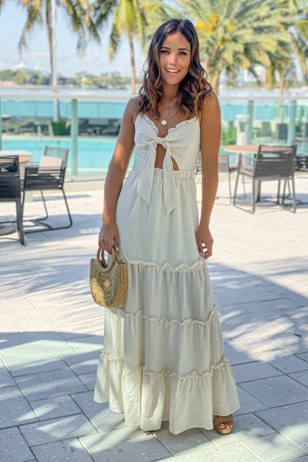 Cream Maxi Dress With Cutout Detail | Maxi Dresses  Saved by the Dress