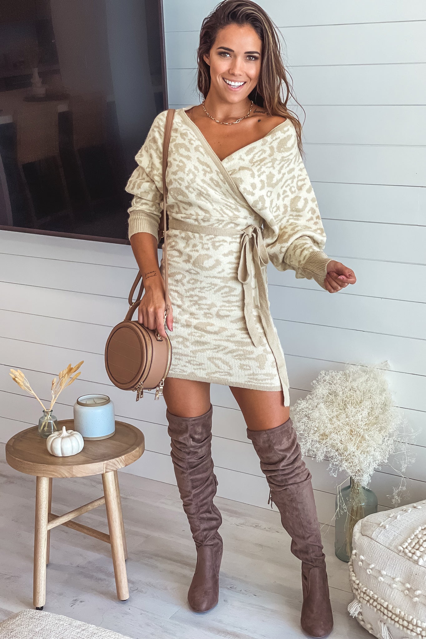 Cream Leopard Print Dolman Sleeves Sweater Dress | Short Dresses Saved by the Dress Cream Leopard Print Dolman Sleeves Sweater Dress | Short Dresses Saved by the Dress