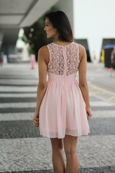 Pink Crochet Short Dress