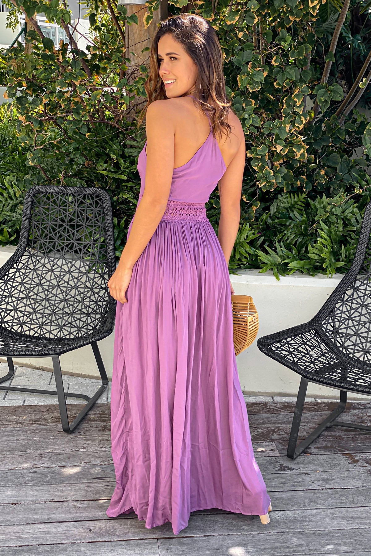 Dark Berry Maxi Dress with Crochet Trim | Maxi Dresses – Saved by the Dress
