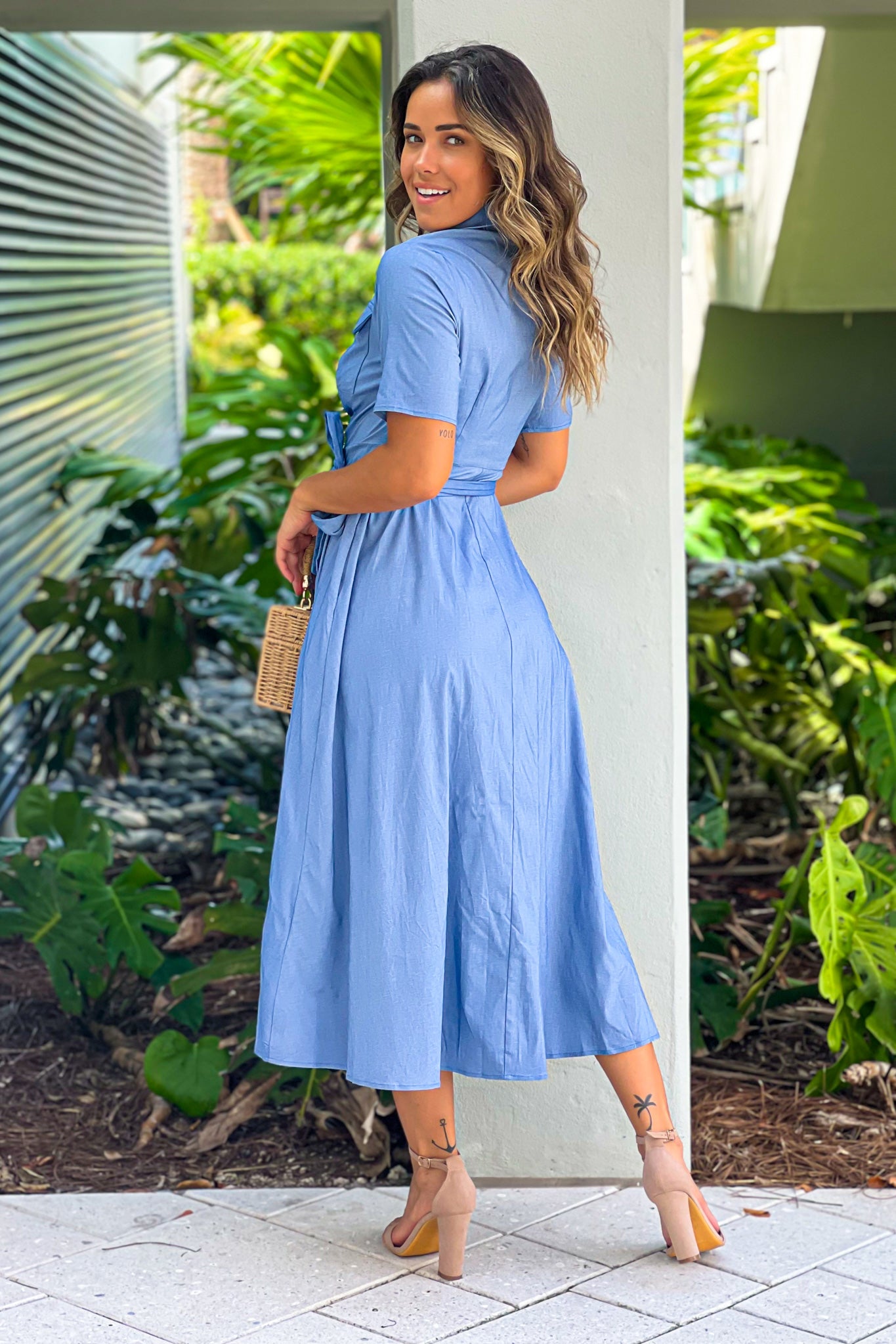 denim midi dress