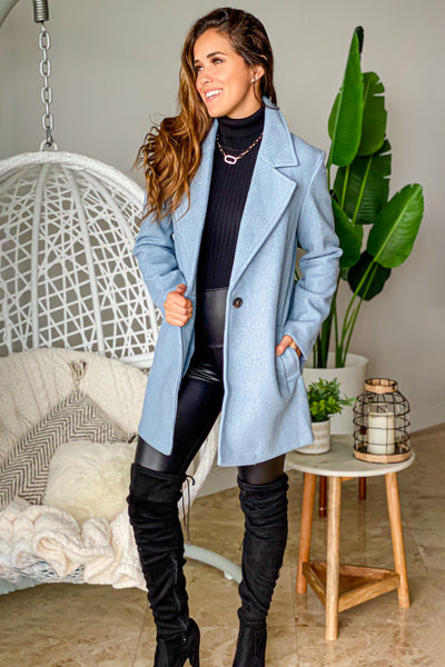 dusty blue formal coat