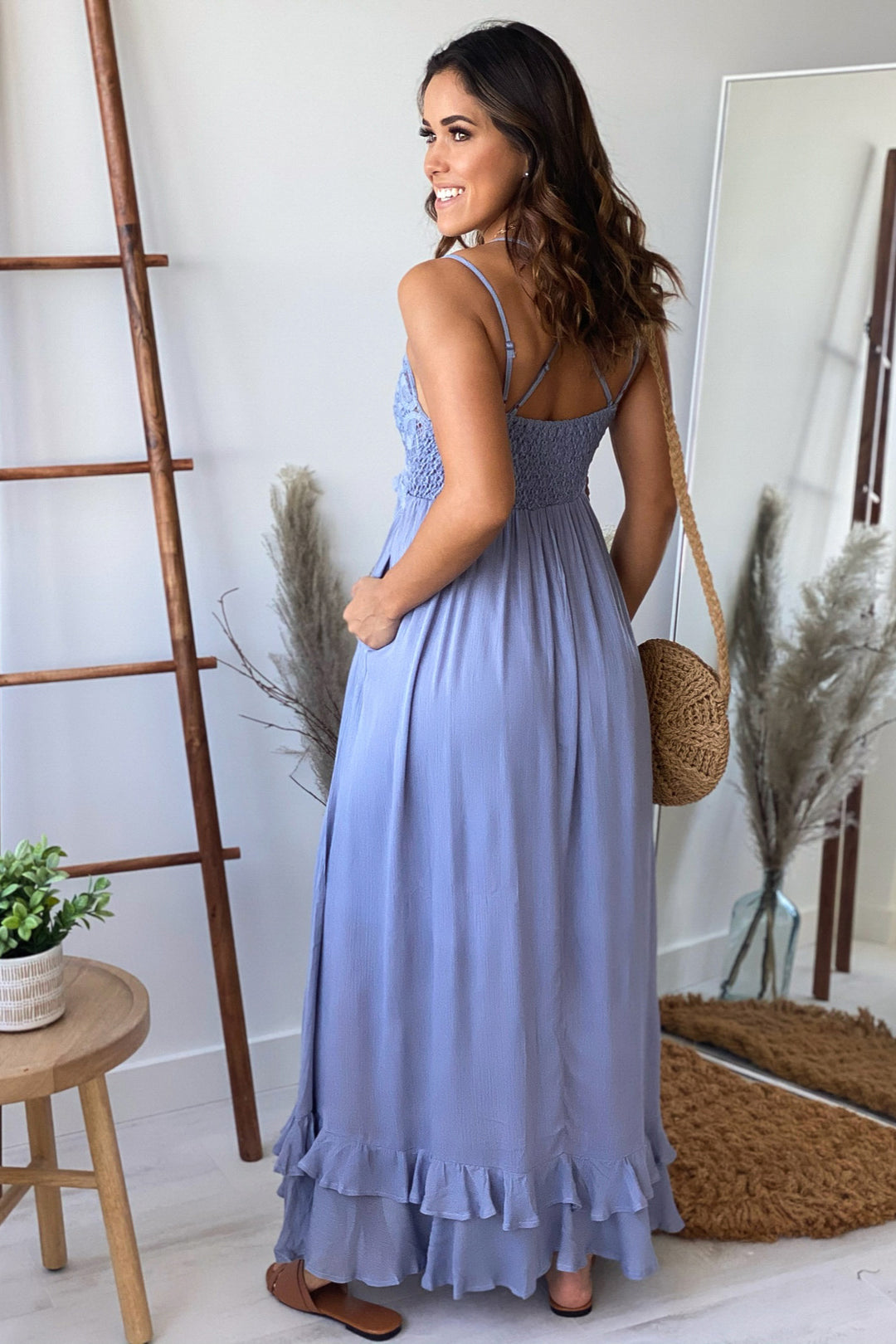 Dusty Blue Lace Top Maxi Dress | Formal Dresses  Saved by the Dress