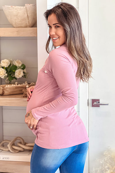 dusty pink maternity top