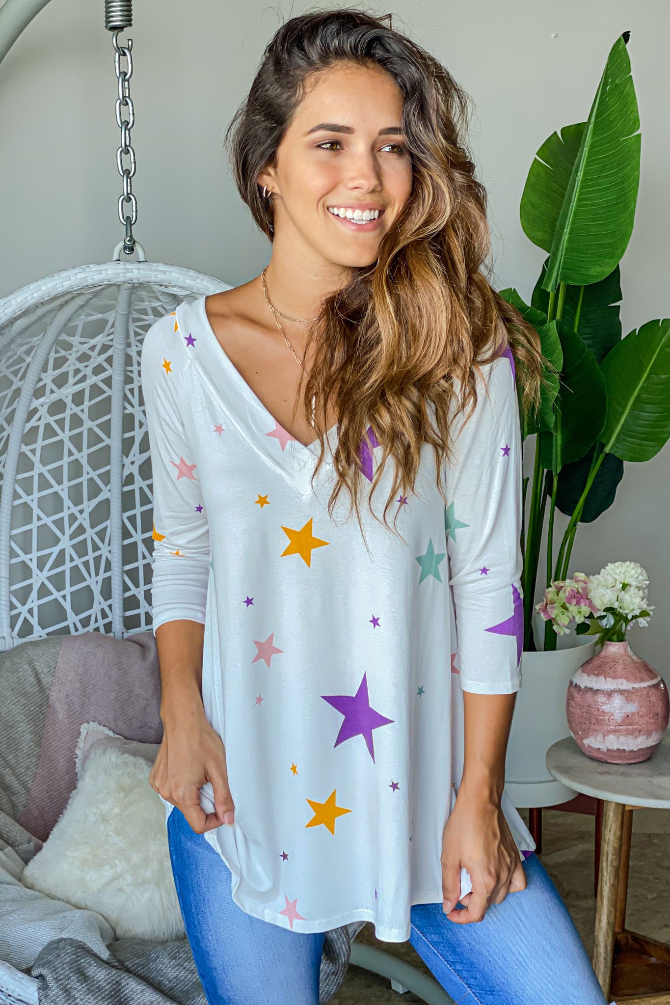 White Top With Star Print | Cute Tops – Saved by the Dress