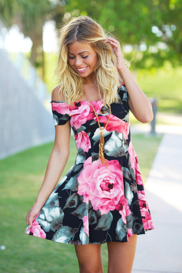 Black Floral Skater Dress Saved by the Dress