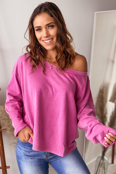 fuchsia long sleeve top