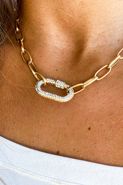 gold chain necklace with studded link