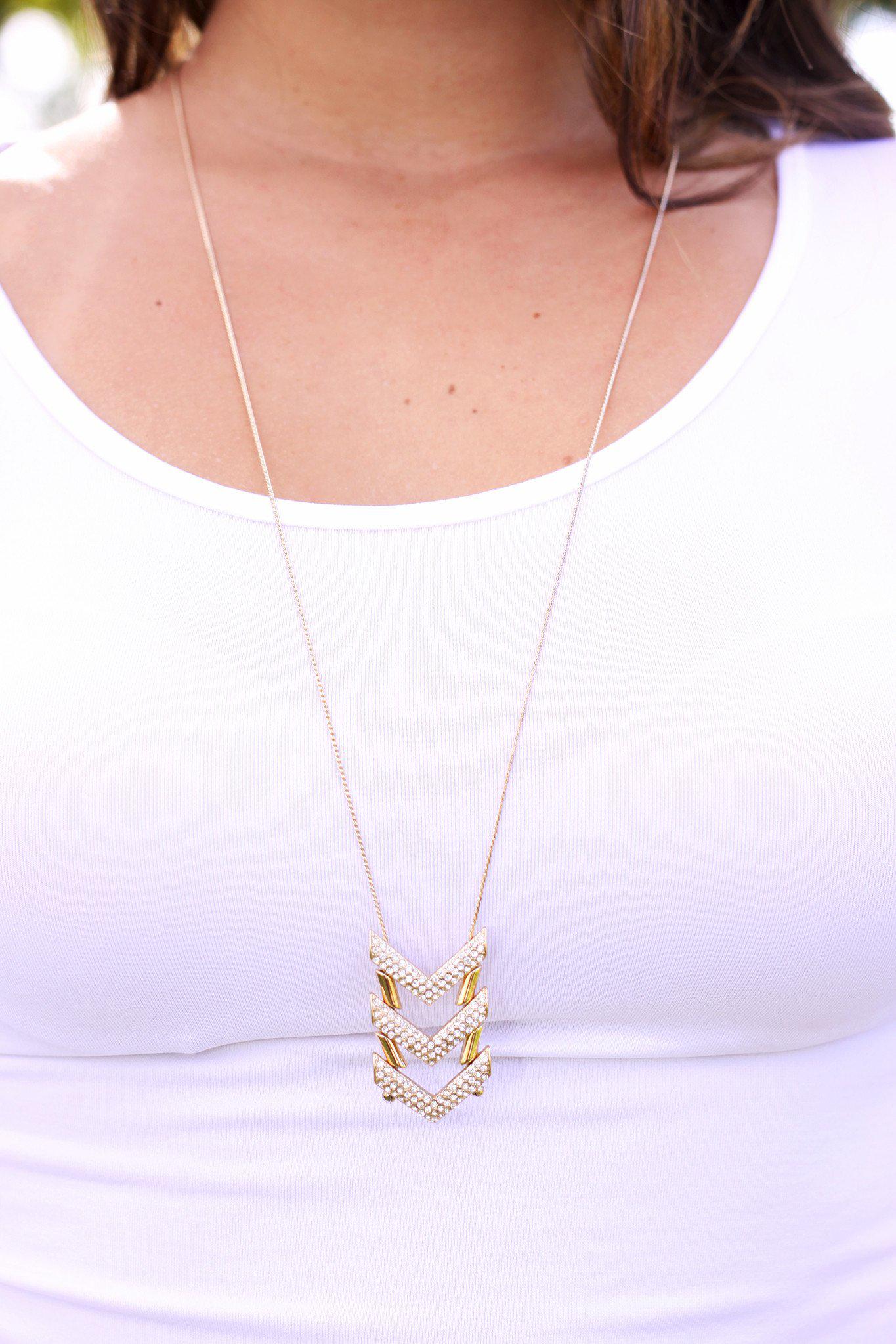 Gold Crystal Arrow Necklace