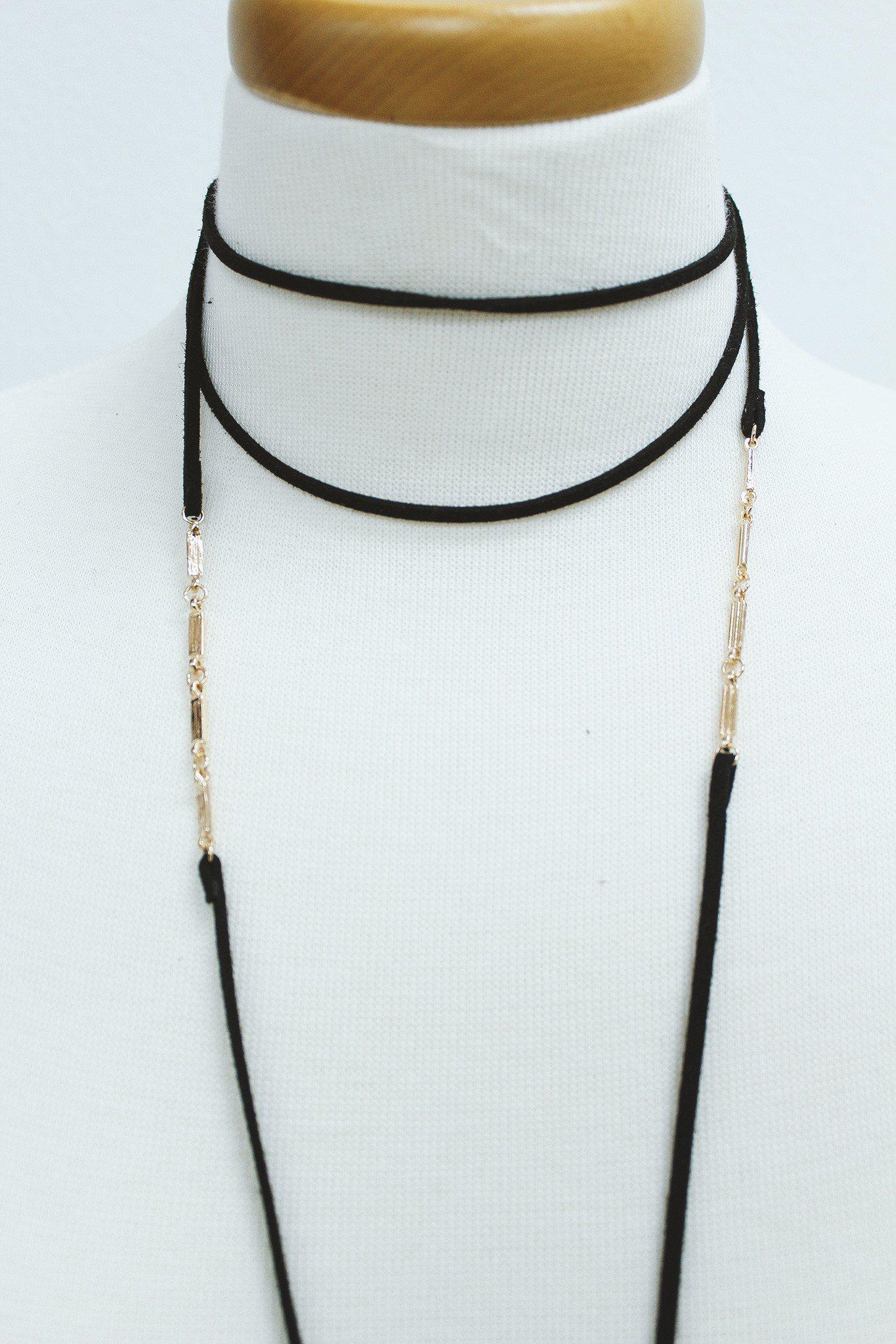 gold detail wrap choker