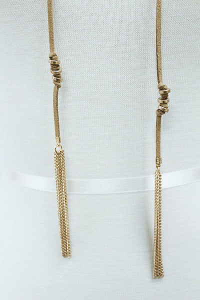 gold tassel detail necklace