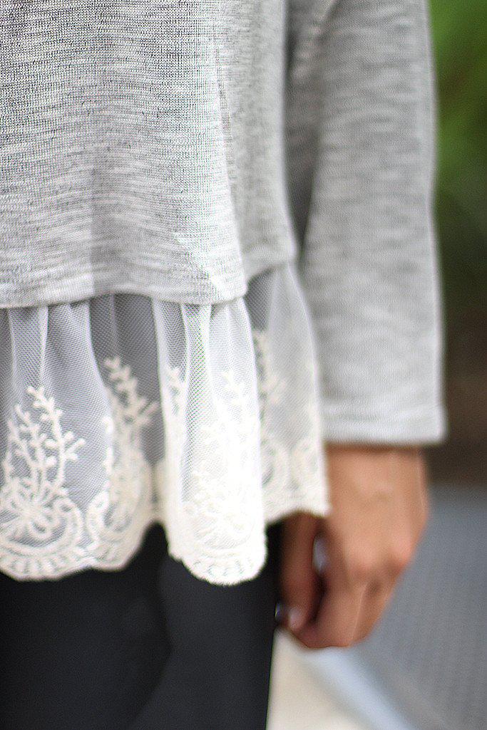 Gray Hoodie With Lace Trim – Saved by the Dress