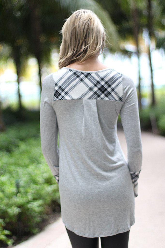 Gray Plaid Top