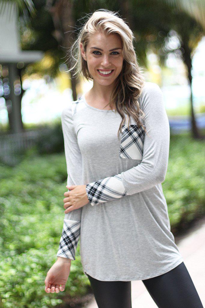 Gray Plaid Top