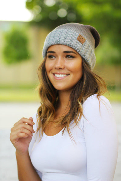 Gray Ombre Knit Beanie