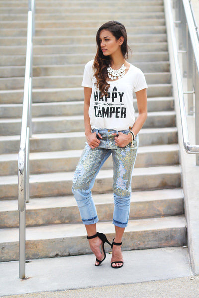 White Happy Camper Tee