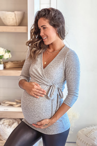 heather gray comfy maternity top