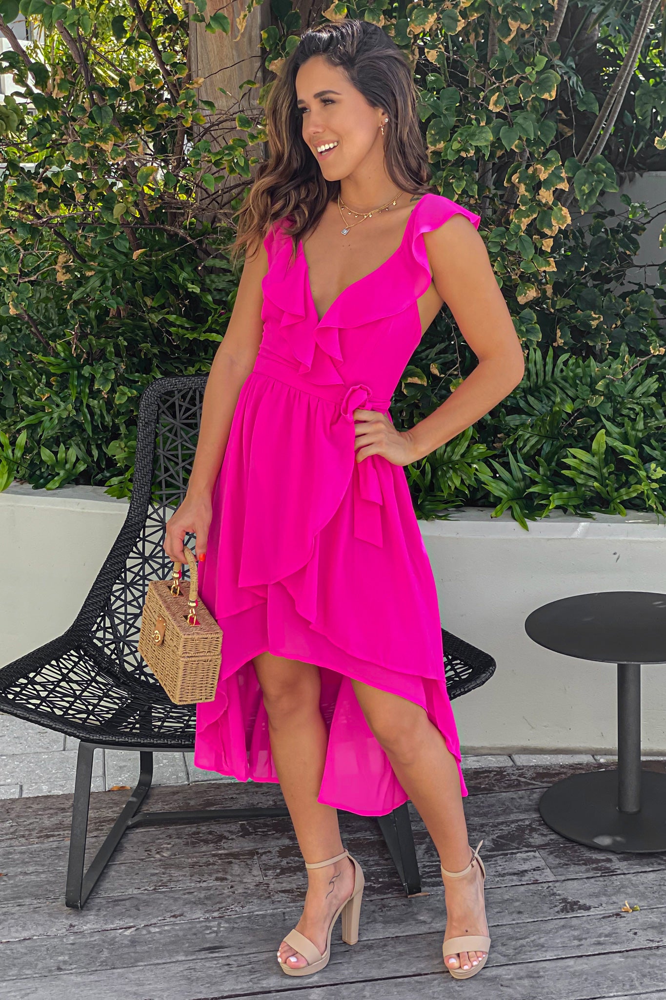 Hot Pink Ruffled High Low Dress | Beautiful Dresses Saved by the Dress Hot Pink Ruffled High Low Dress | Beautiful Dresses Saved by the Dress