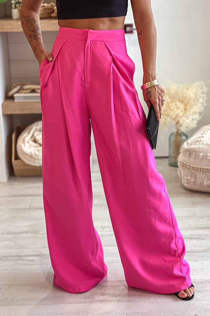 【Anyone more】Forun Pink Long Wide Pants hot-pink-wide-leg-pants_720x.