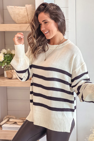 ivory and black casual sweater
