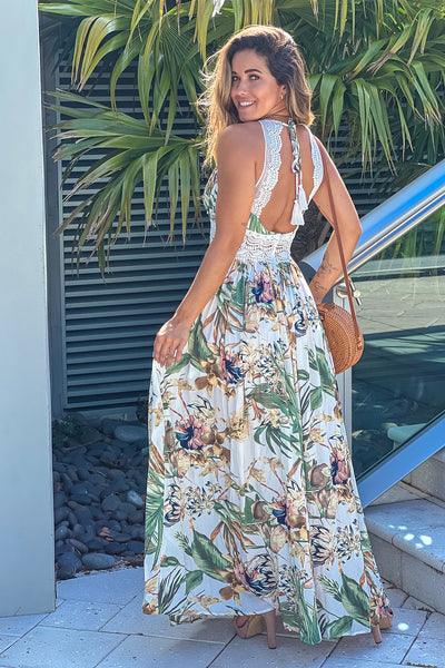 ivory floral maxi dress