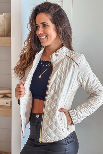 ivory jacket with zippers