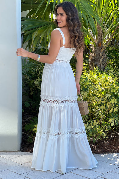 ivory smocked back maxi dress