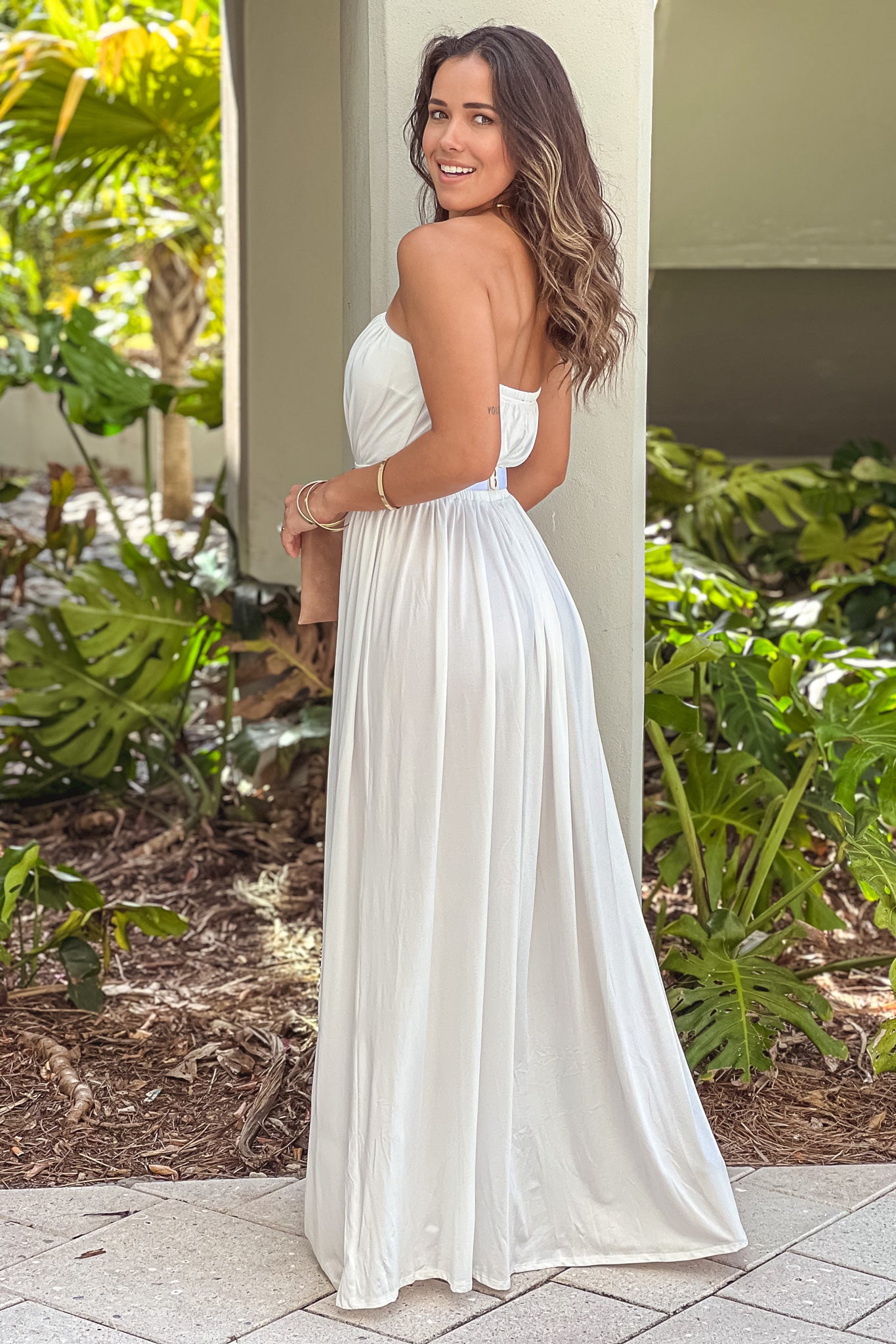 Ivory Strapless Maxi Dress With Chain Belt | Maxi Dresses Saved by the Dress Ivory Strapless Maxi Dress With Chain Belt | Maxi Dresses Saved by the Dress