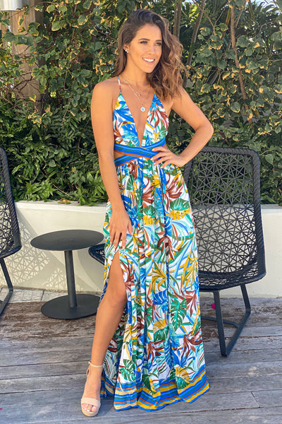 ivory tropical vacation dress