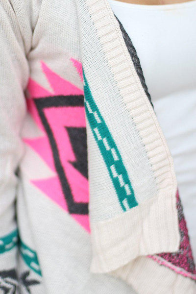 Ivory and Neon Pink Cardigan