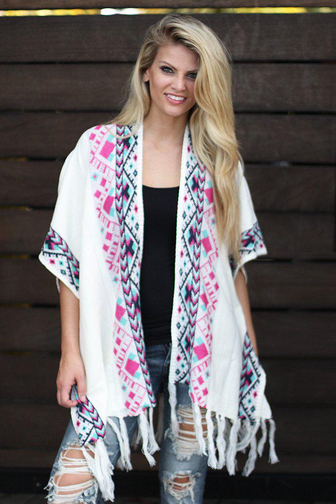 Ivory Aztec Kimono Cardigan