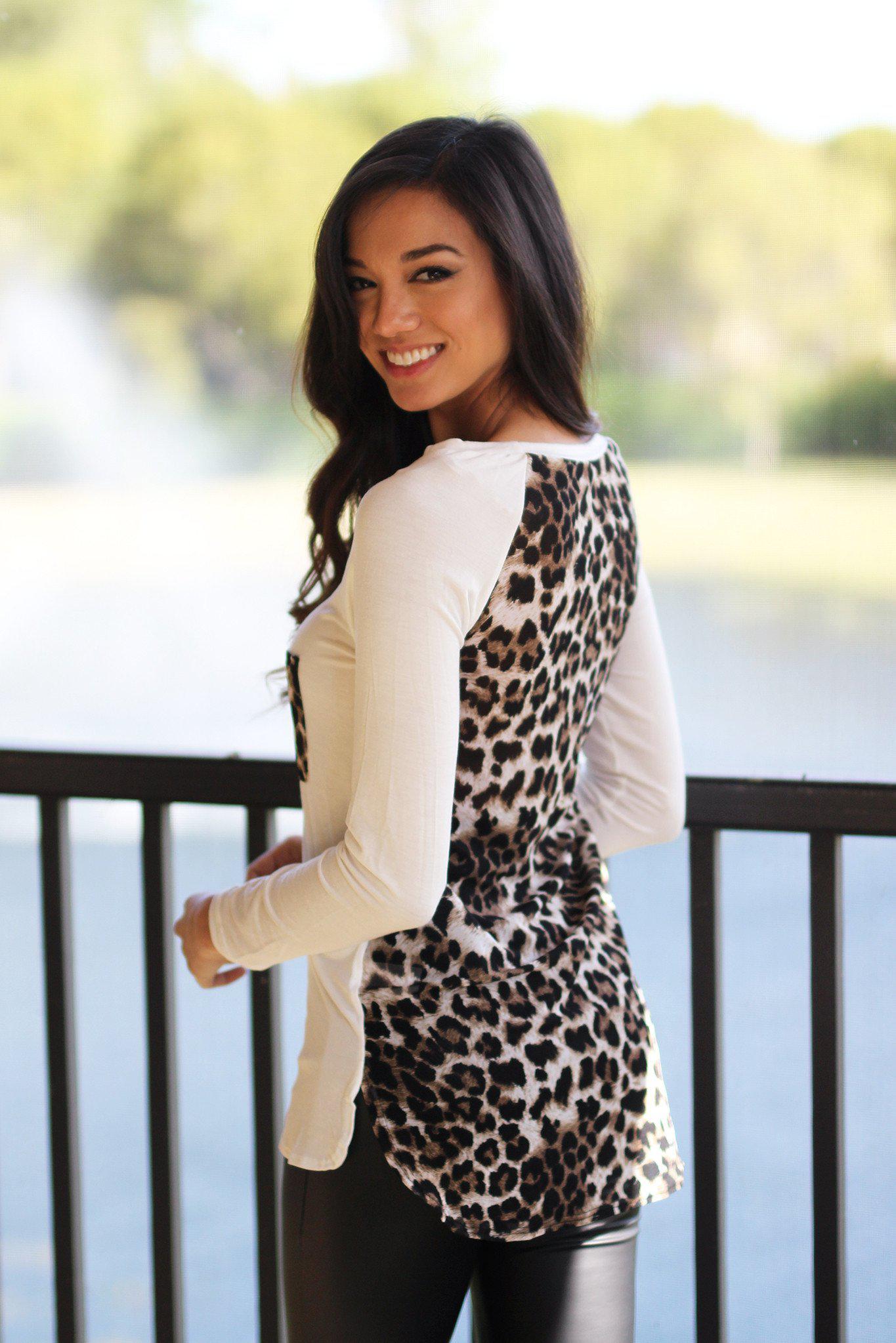 Ivory Top with Leopard Back