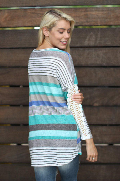 Jade Striped Top With Buttons