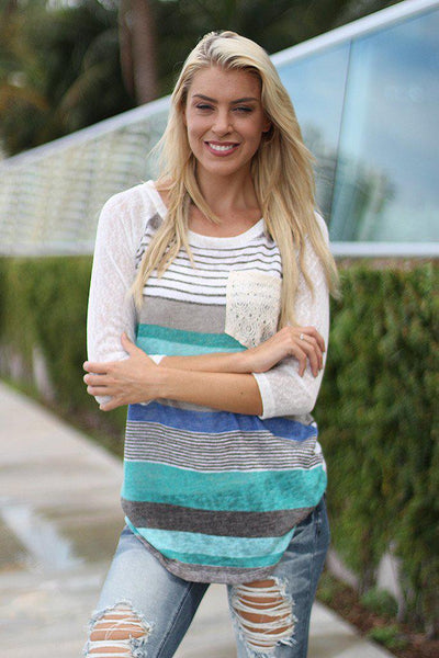 Jade Top with Crochet Pocket