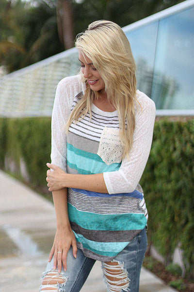 Jade Top with Crochet Pocket