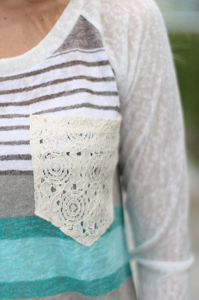 Jade Top with Crochet Pocket