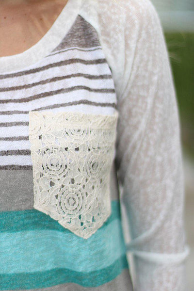 Jade Top with Crochet Pocket