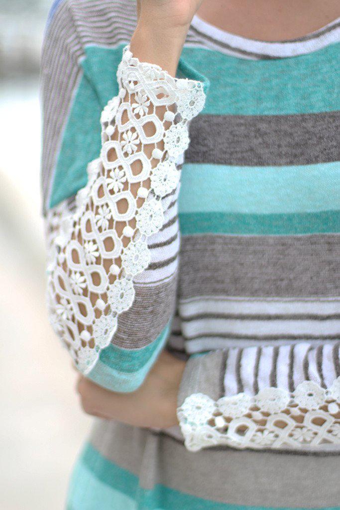 Jade Top with Crochet Sleeves