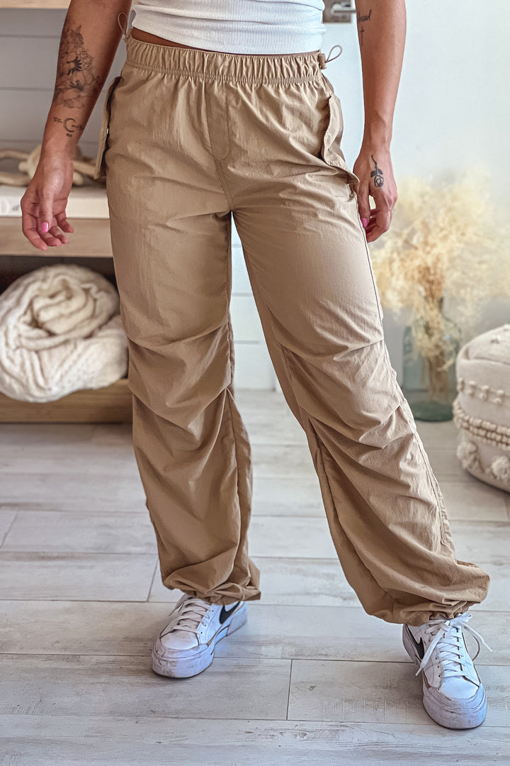 Khaki Loose Fit Parachute Pants | Cute Pants – Saved by the Dress