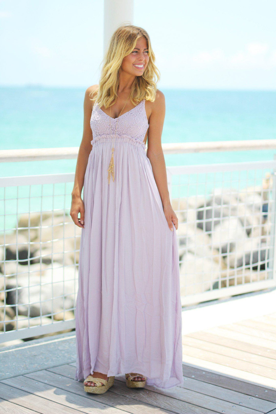 knee length dresses for ladies Mermaid Off the Shoulder Lavender Lace Long Prom Dresses MD4011003 –  Dressmeet main image 0