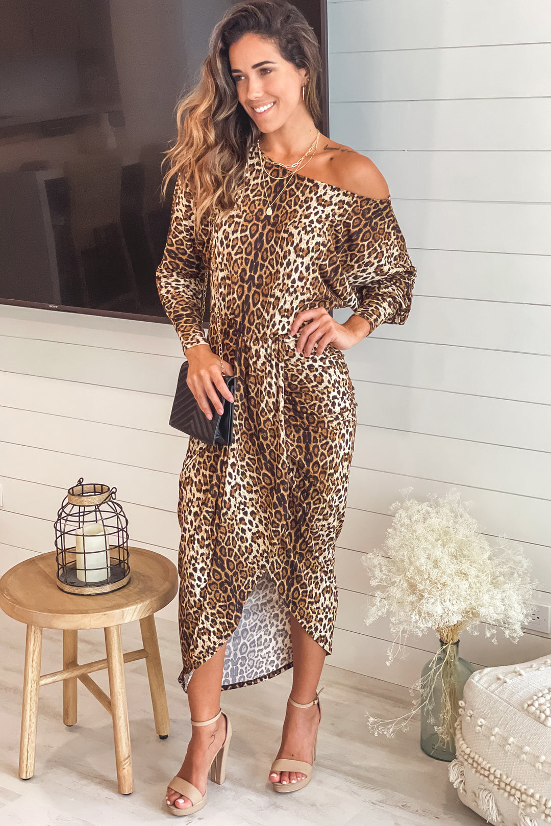 one shoulder ruched dress midi Leopard One Shoulder Ruched Dress
