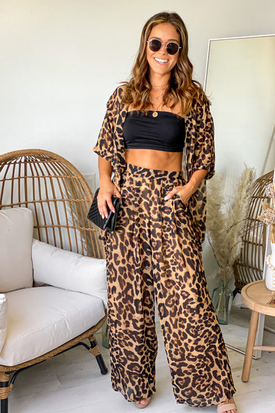 leopard and pants shirt set