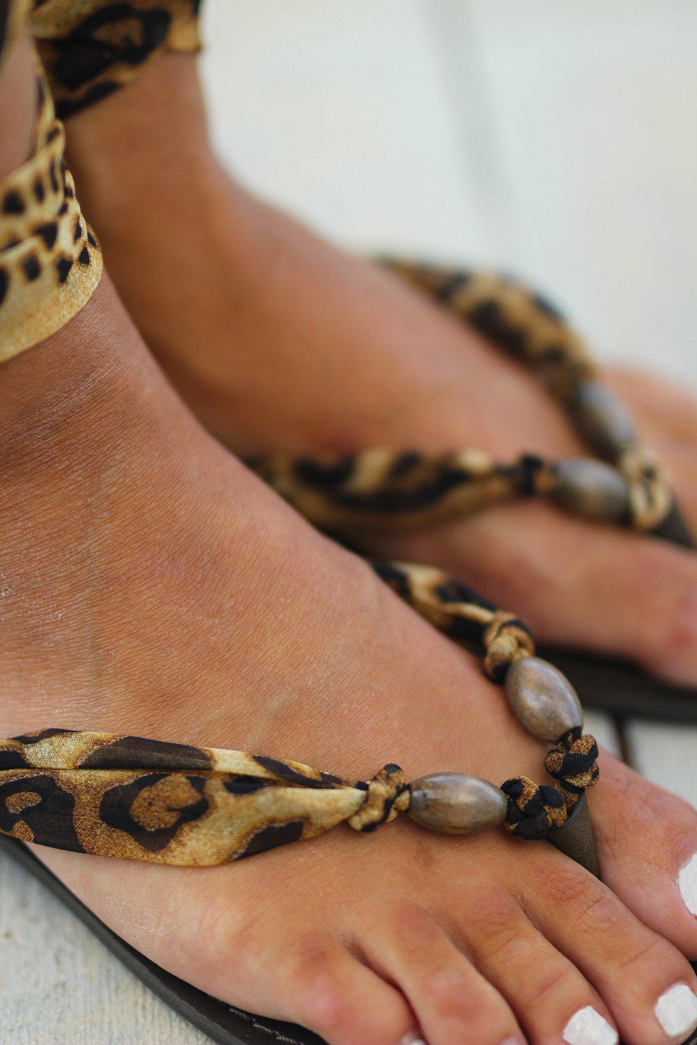 Leopard Lace Up Sandals