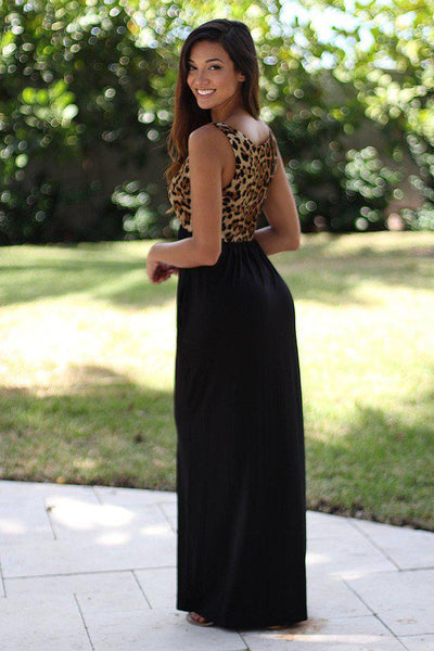 Leopard Maxi Dress With Pockets