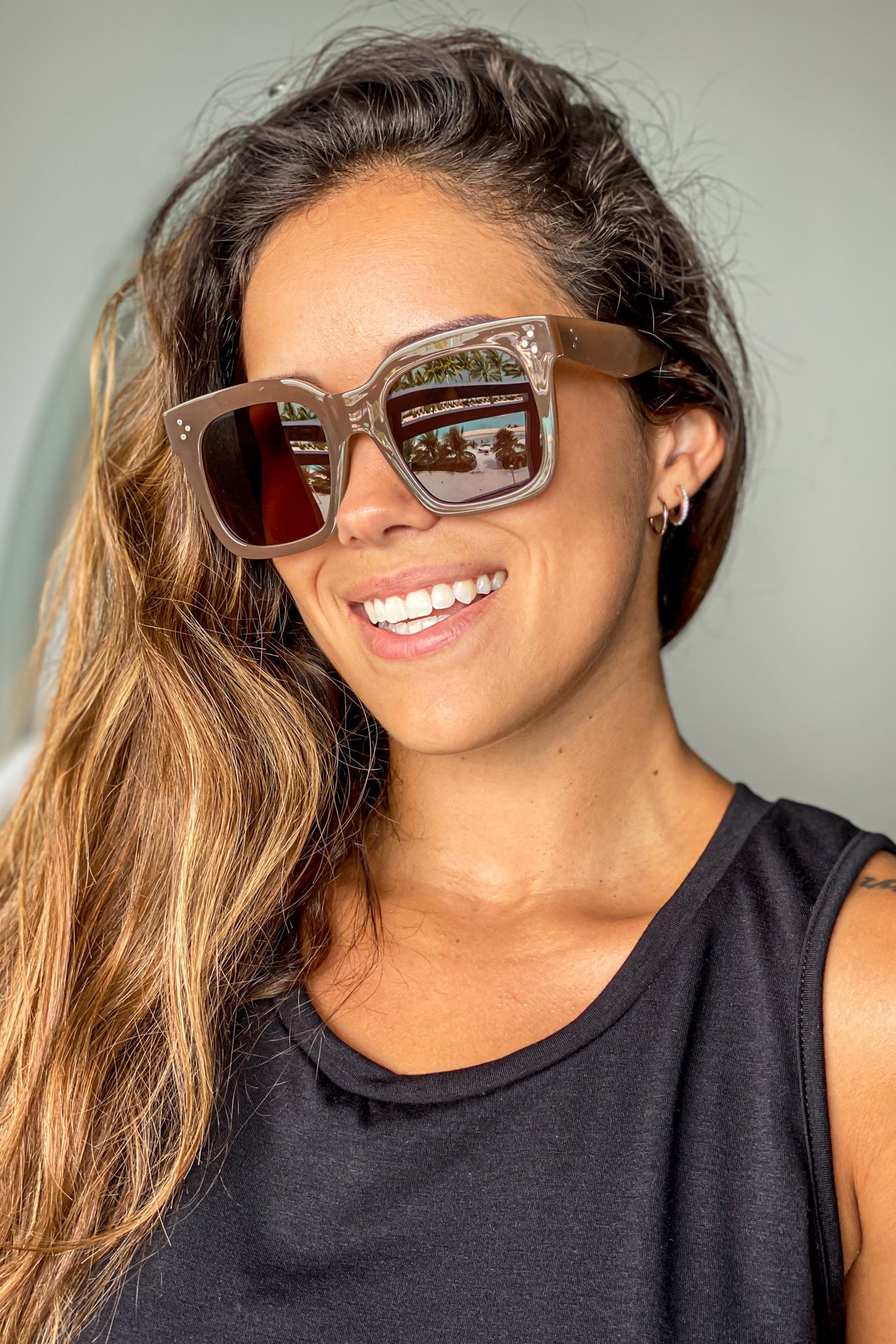 light brown squared sunglasses