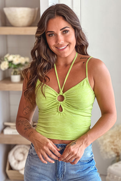light green top with o-ring detail