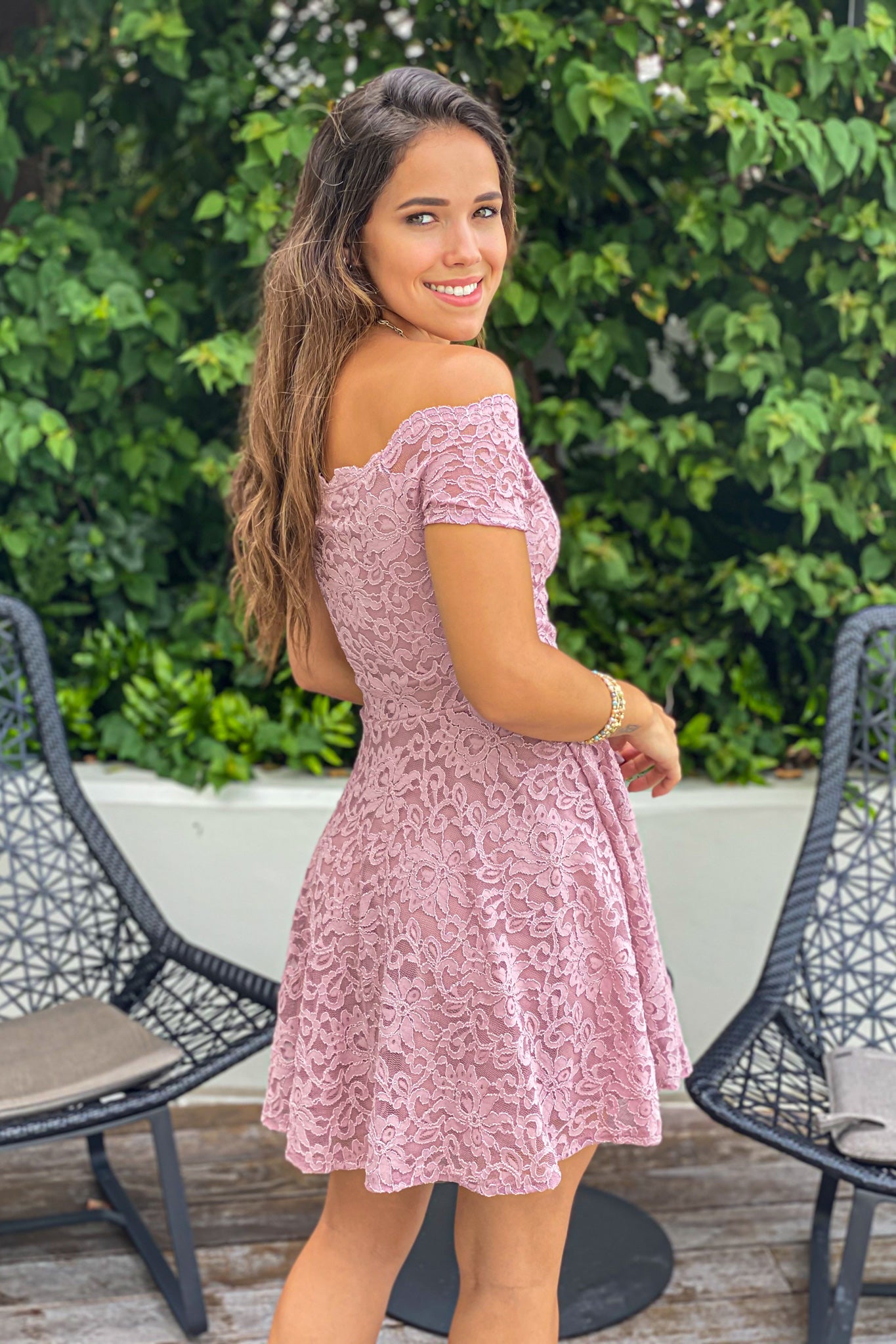Mauve Off Shoulder Lace Short Dress | Short Dresses Saved by the Dress Mauve Off Shoulder Lace Short Dress | Short Dresses Saved by the Dress